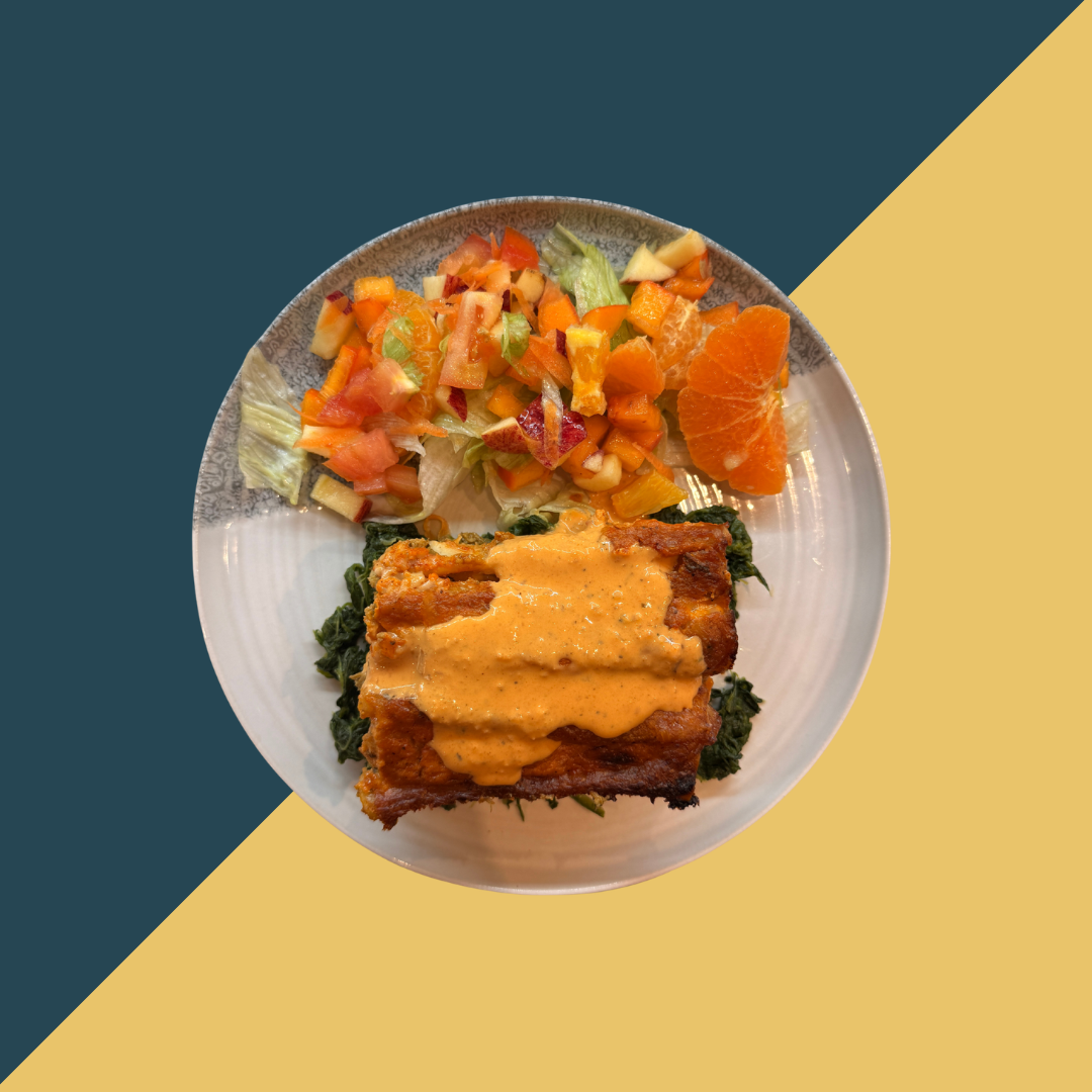 Canelones de Seitan em Cama de Espinafres