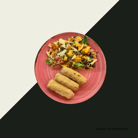 Croquetes Lentilhas, batata doce, nozes e azeitonas